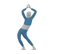 a cartoon character in a blue bodysuit is dancing