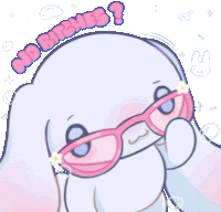 a drawing of a bunny wearing pink glasses with the words no dishes written on it