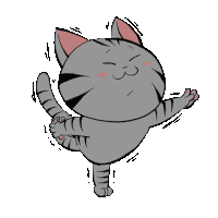 a cartoon cat is standing on one leg in a yoga pose on a white background .