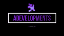 a purple and white sign that says a developments presents