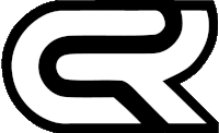 a black and white logo with the letter r