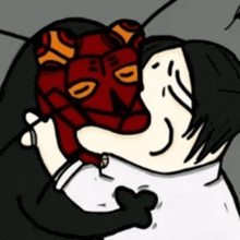 a cartoon of a person holding a red heart