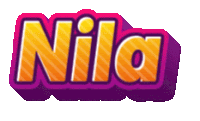 a purple and orange logo for nila with a shadow on a white background