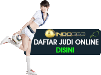 a girl is holding a soccer ball in front of a sign that says daftar judi online disini