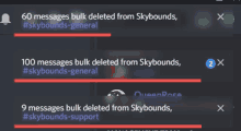 a screenshot of messages being deleted from skybounds