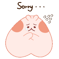 a cartoon bunny says sorry with a tear coming out of his eye