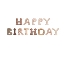 a white background with the words happy birthday written in different shades of brown