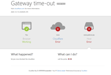 a gateway time-out page shows a browser working