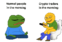 normal people in the morning and crypto traders in the morning meme