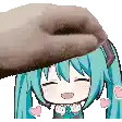 a cartoon girl with long blue hair is being pummeled by a hand .