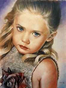 a painting of a little girl has the year 2014 on the bottom