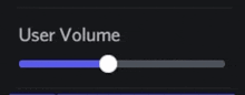 a purple slider with a white arrow pointing to it says user volume