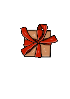 a drawing of a gift box with a red ribbon