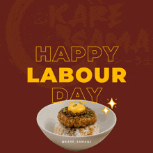 a poster that says happy labour day with a picture of food