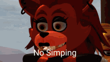 a cartoon character with the words " no simping " written on it