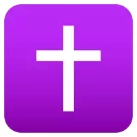 a purple square with a white cross in the center