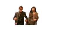 a man and a woman are standing next to each other with hum dono aayenge written on the bottom