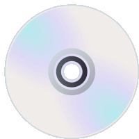 a white cd with a black circle in the middle on a white background