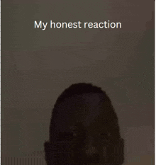 a picture of a man 's face with the words " my honest reaction " below it