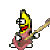 a pixel art drawing of a banana playing a guitar .