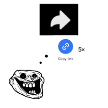 a troll face is next to a copy link icon