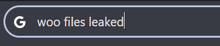 g woo files leaked is displayed in a search bar