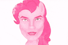 a drawing of a woman with a pink mane