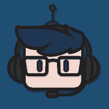 a cartoon of a man wearing glasses and headphones with the number 0 on his face