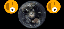 a picture of the earth with two googly eyes