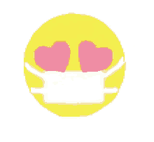 a yellow smiley face with hearts in its eyes