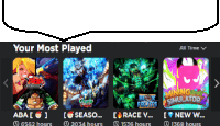 a screenshot of your most played games on a website