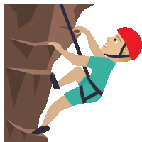 a man in a red helmet is climbing a mountain