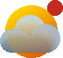 a cartoon illustration of a cloud and a sun with a red circle in the middle .