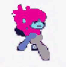 a pixel art drawing of a person with a gun