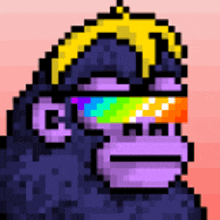 a pixel art of a gorilla wearing sunglasses and a hat