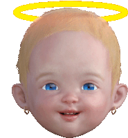 a baby with a yellow halo around his head