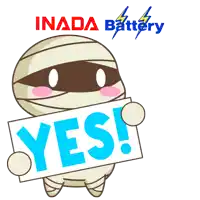 a cartoon character holding a sign that says yes