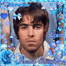 a picture of a man with the words merry christmas