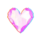 a pixel art of a colorful heart on a white background .