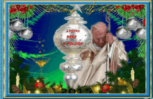 a christmas card with a man holding a cane and the year 2015 on the bottom