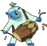 a cartoon of a yeti playing a drum