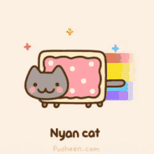 a drawing of a nyan cat with a rainbow coming out of it