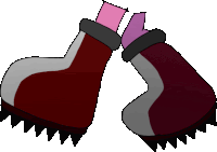 a cartoon drawing of a pair of boots with spikes on the bottom