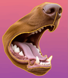 a drawing of a dog with its mouth open
