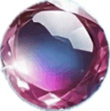 a close up of a pink and purple diamond on a white background .