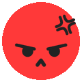 a red circle with an angry face on it