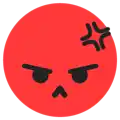 a red circle with an angry face on it