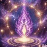 a purple flame is coming out of a circle in the middle of the universe .