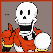 a cartoon skeleton is giving a thumbs up sign