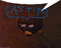 a computer generated image of a rock with castito written in blue